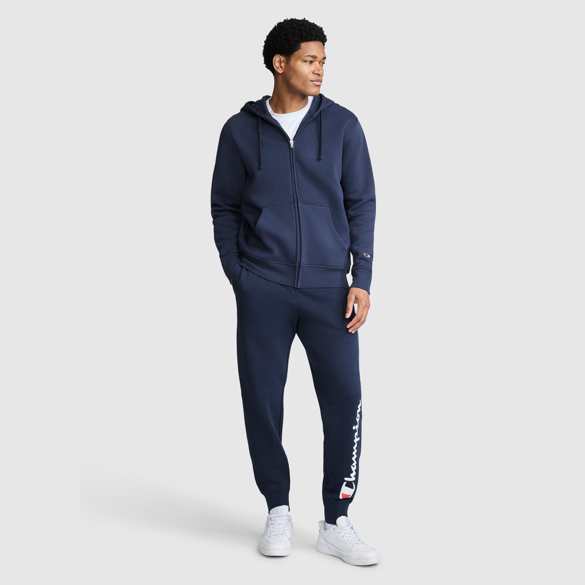 Champion Powerblend Script Logo jogging homme bleu marine