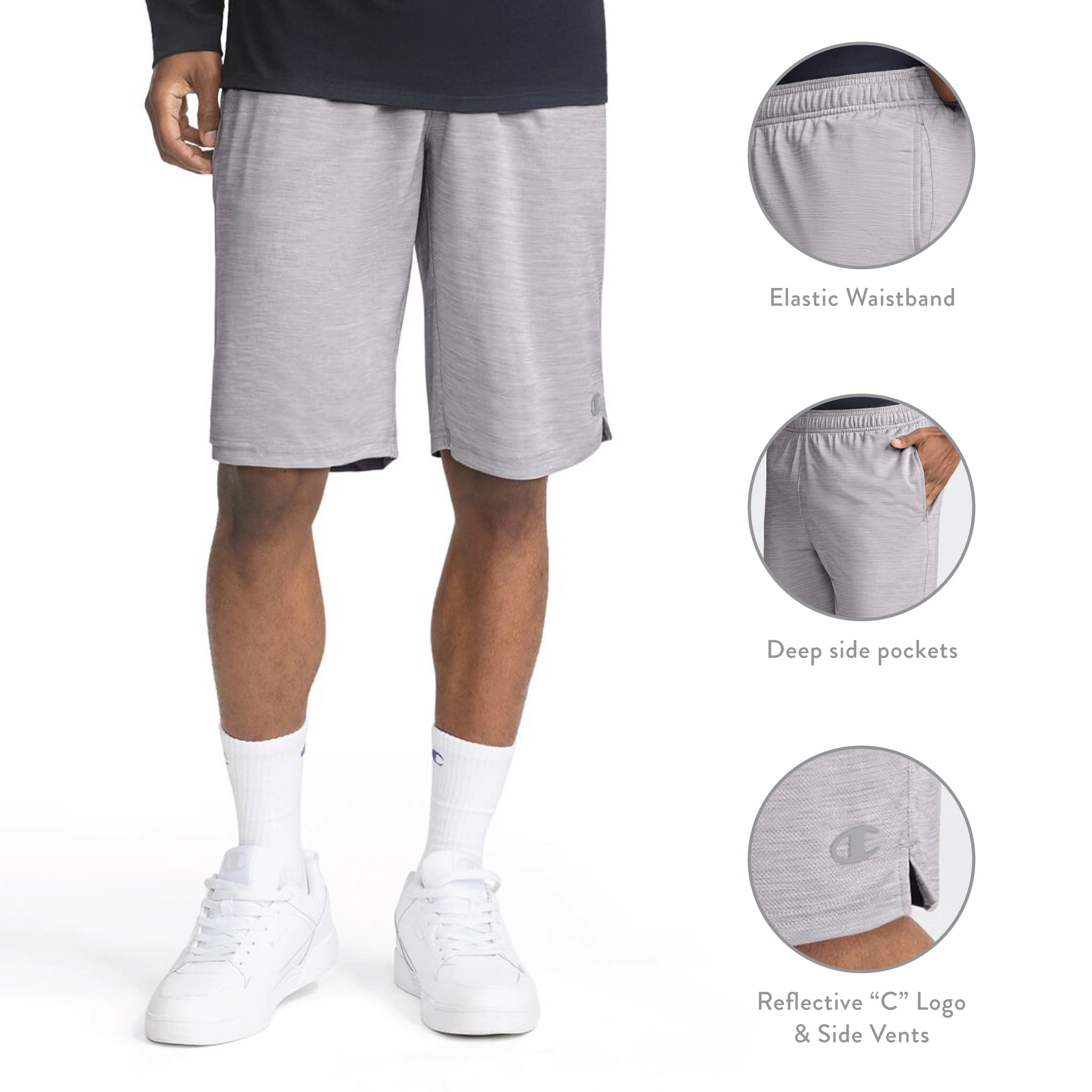 Champion 10" Moisture Wicking short Granite Grey Heather