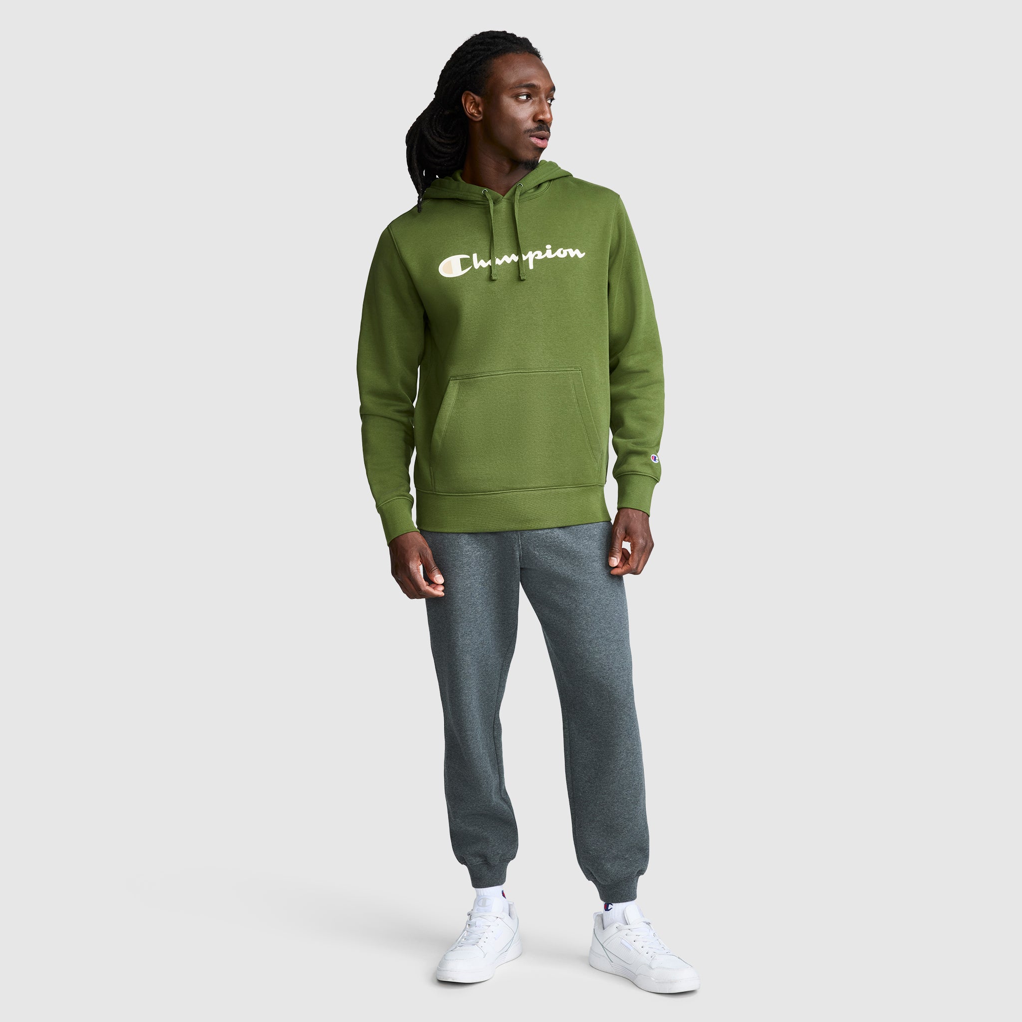 Champion Powerblend Hoodie Full Script Logo sweat à capuche Chive