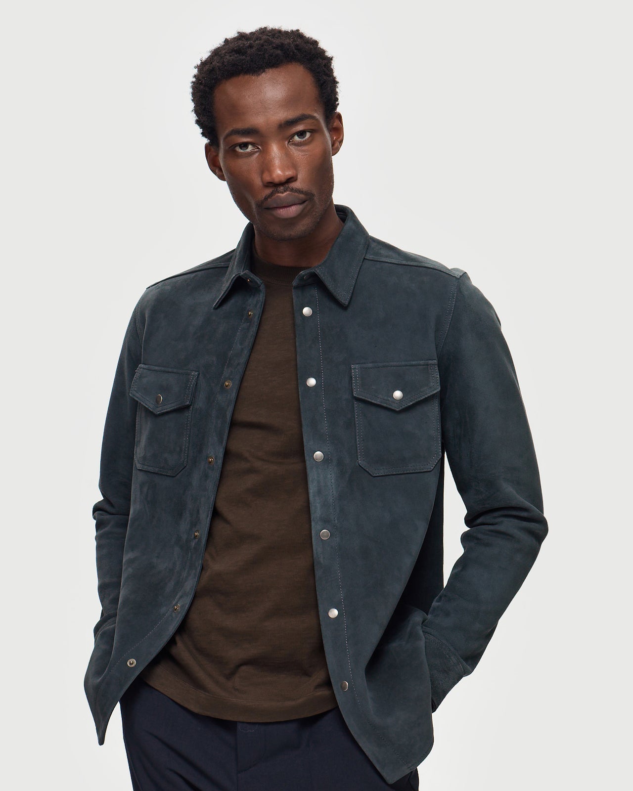 Lafaurie Hilario Bleu Orage veste cuir agneau homme