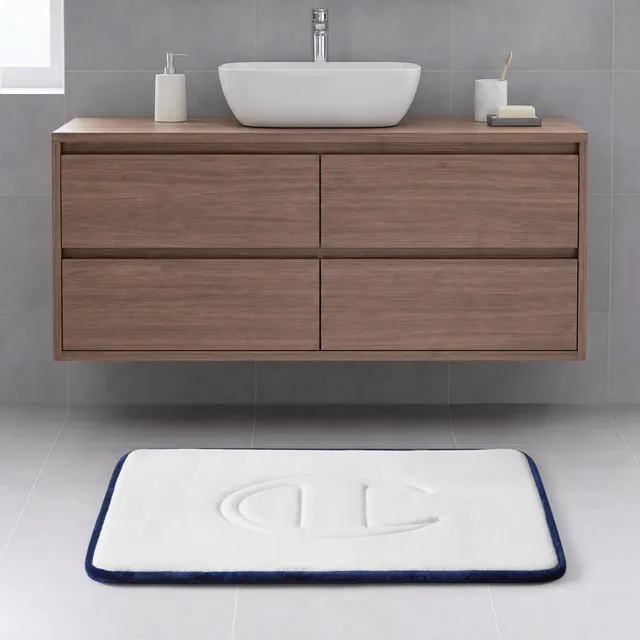 Champion C Tapis de Bain Blanc mémoire matelassé logo