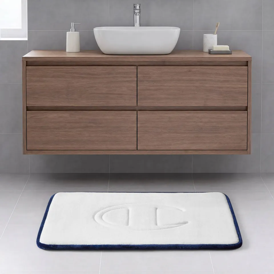 Champion C Tapis de Bain Blanc mémoire matelassé logo
