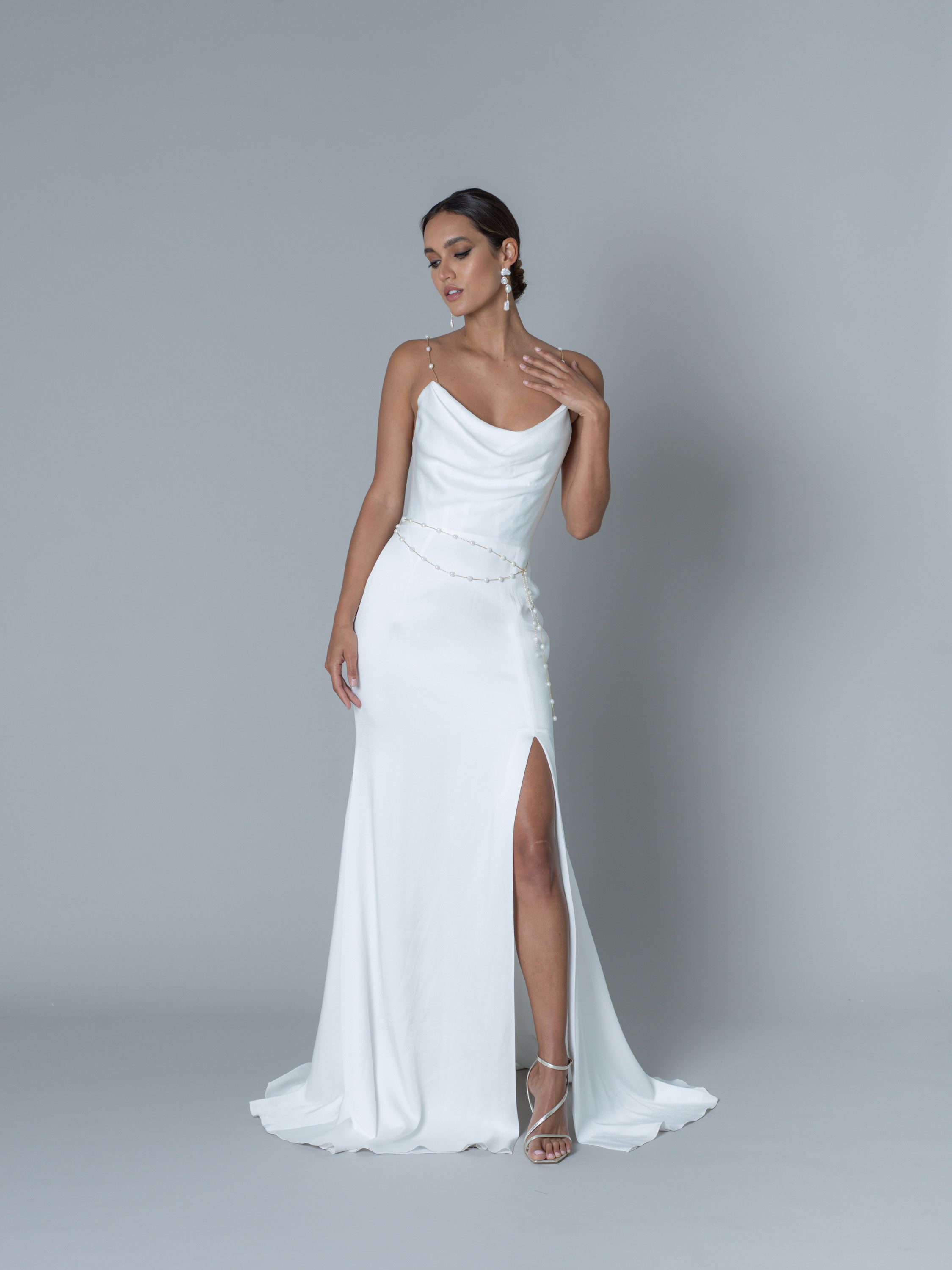 Rime Arodaky Bridal Naomi robe mariée satin drapé