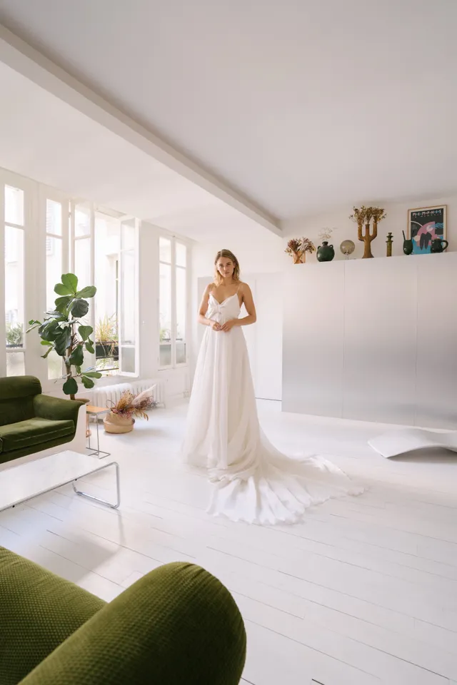 Maison Floret Sur-mesure Johan robe mariée organza noeud