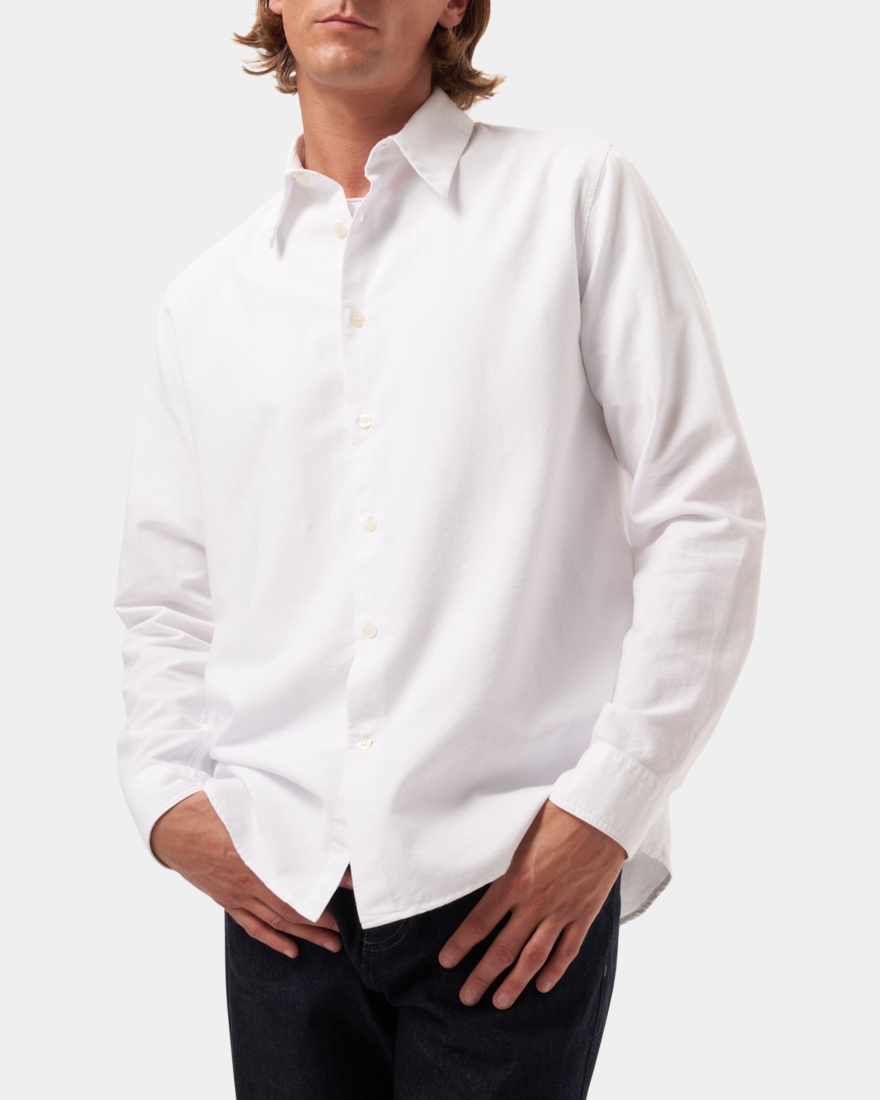 LAFAURIE HUGUES Blanc chemise oxford coton coupe droite