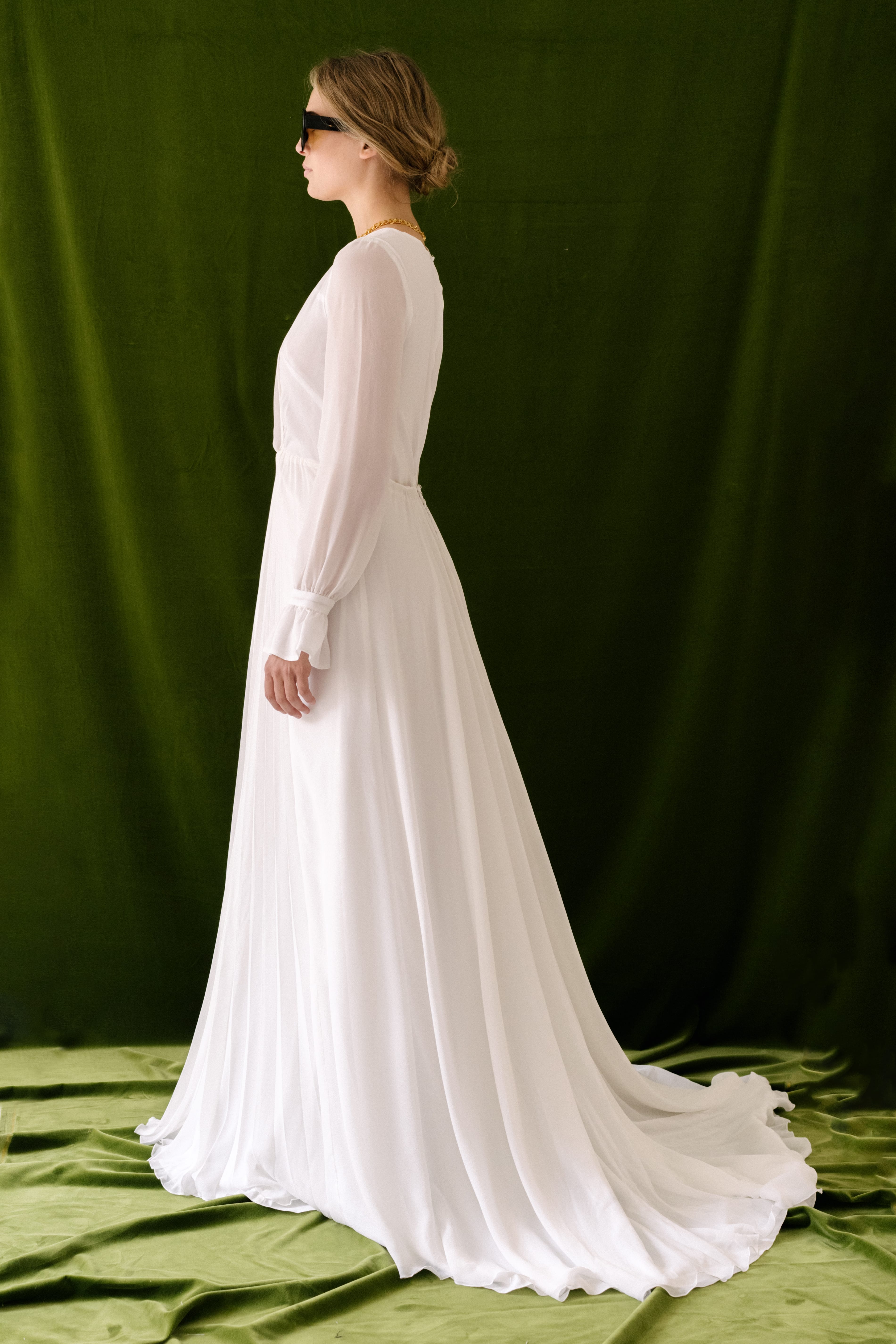 Maison Floret Sur-mesure Elias robe de mariée plissée soie