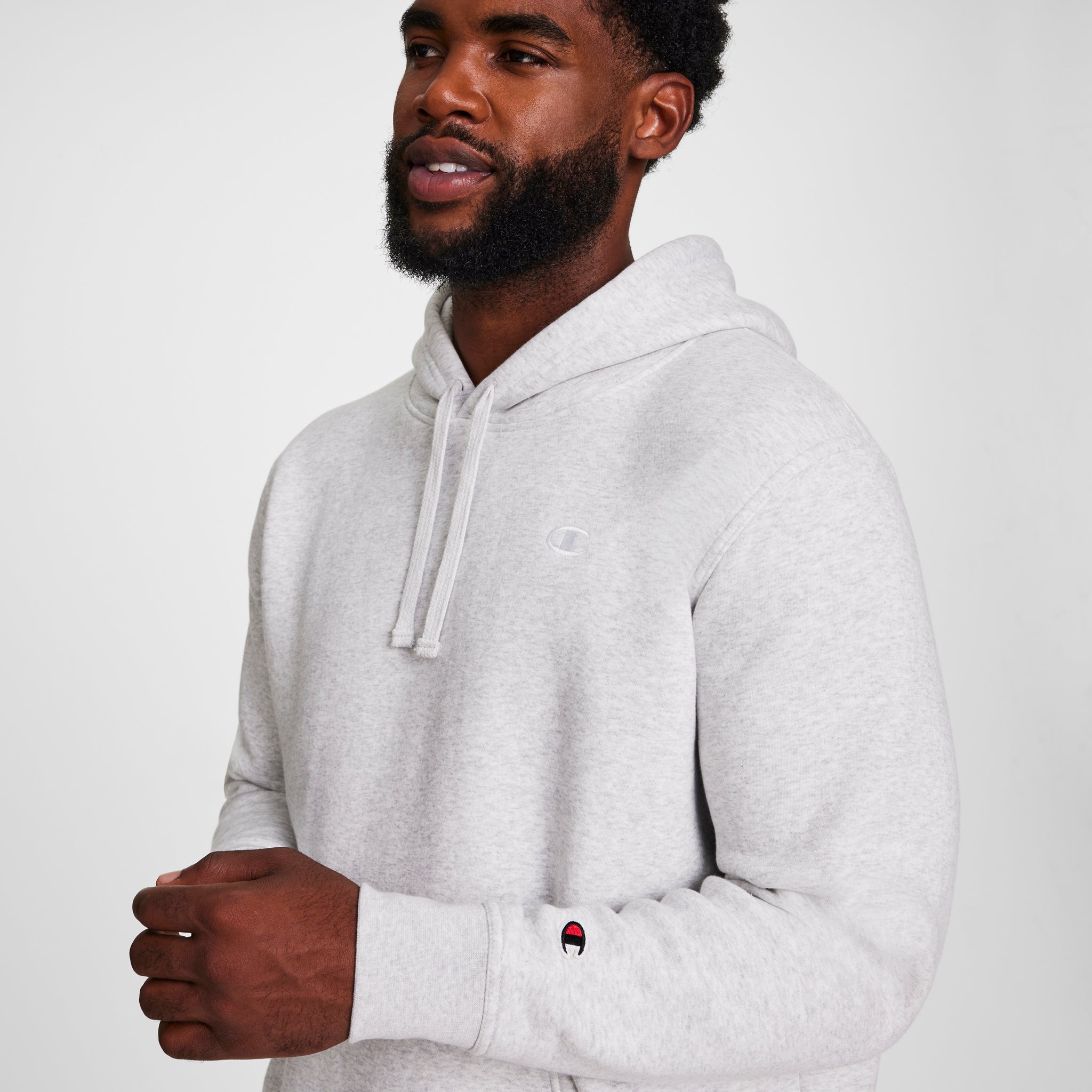Champion Powerblend Hoodie sweat capuche homme Gris clair grande taille