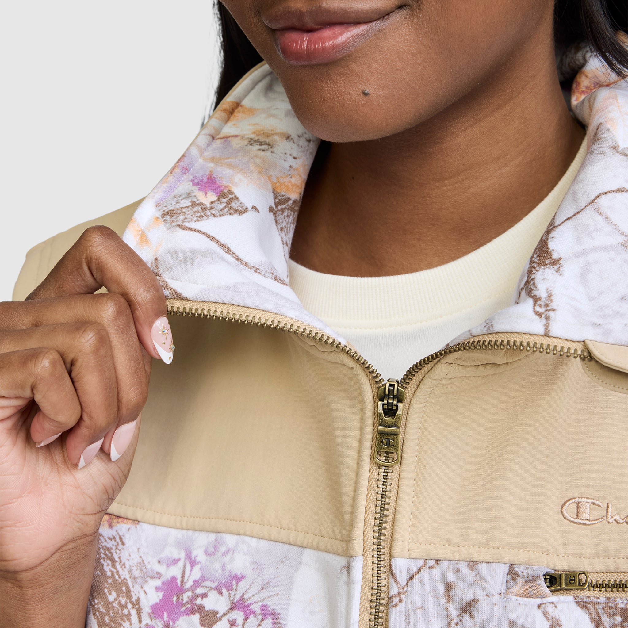 Champion Training Vest Allover Print gilet femme beige camouflage