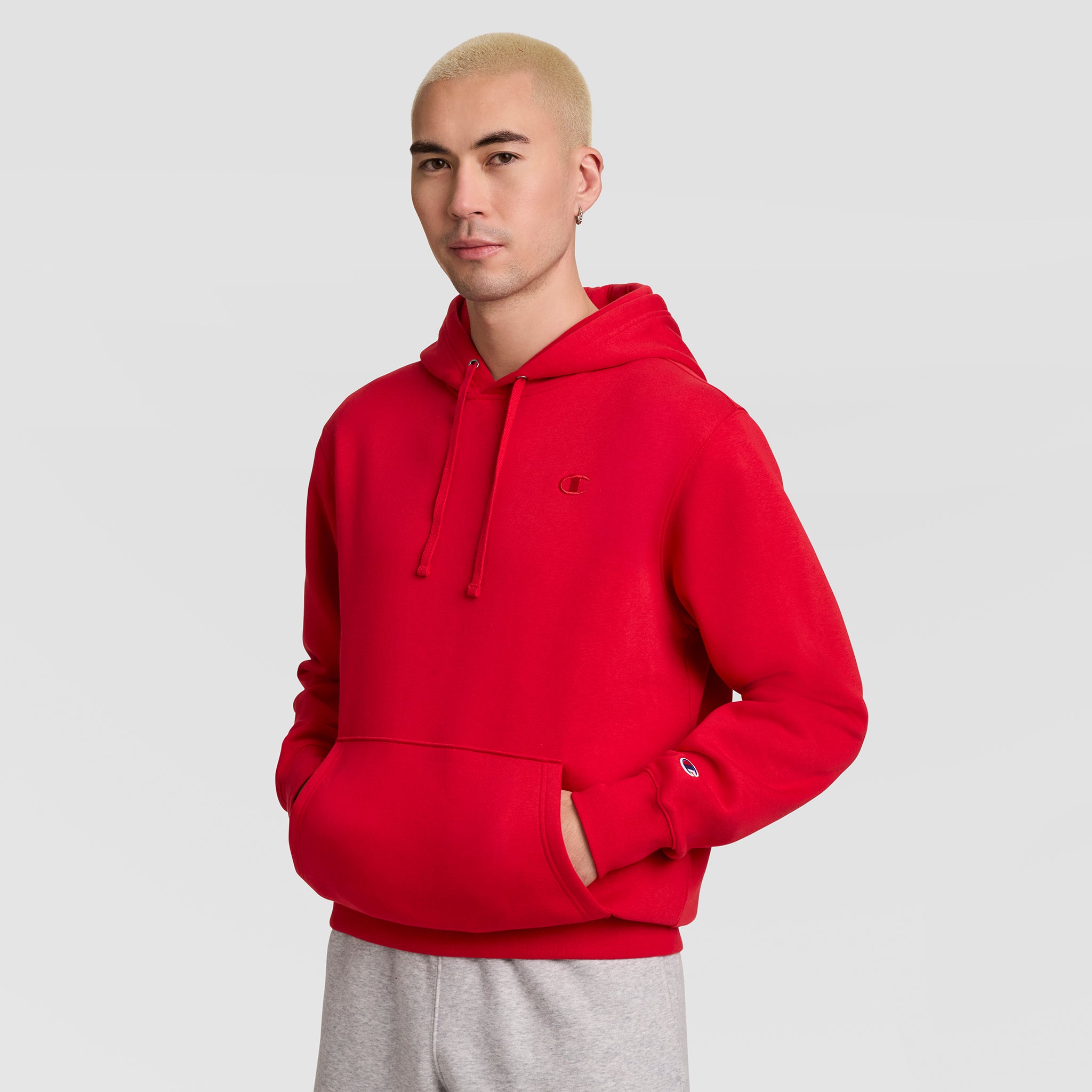 Champion Powerblend Hoodie C Logo sweat à capuche rouge tango