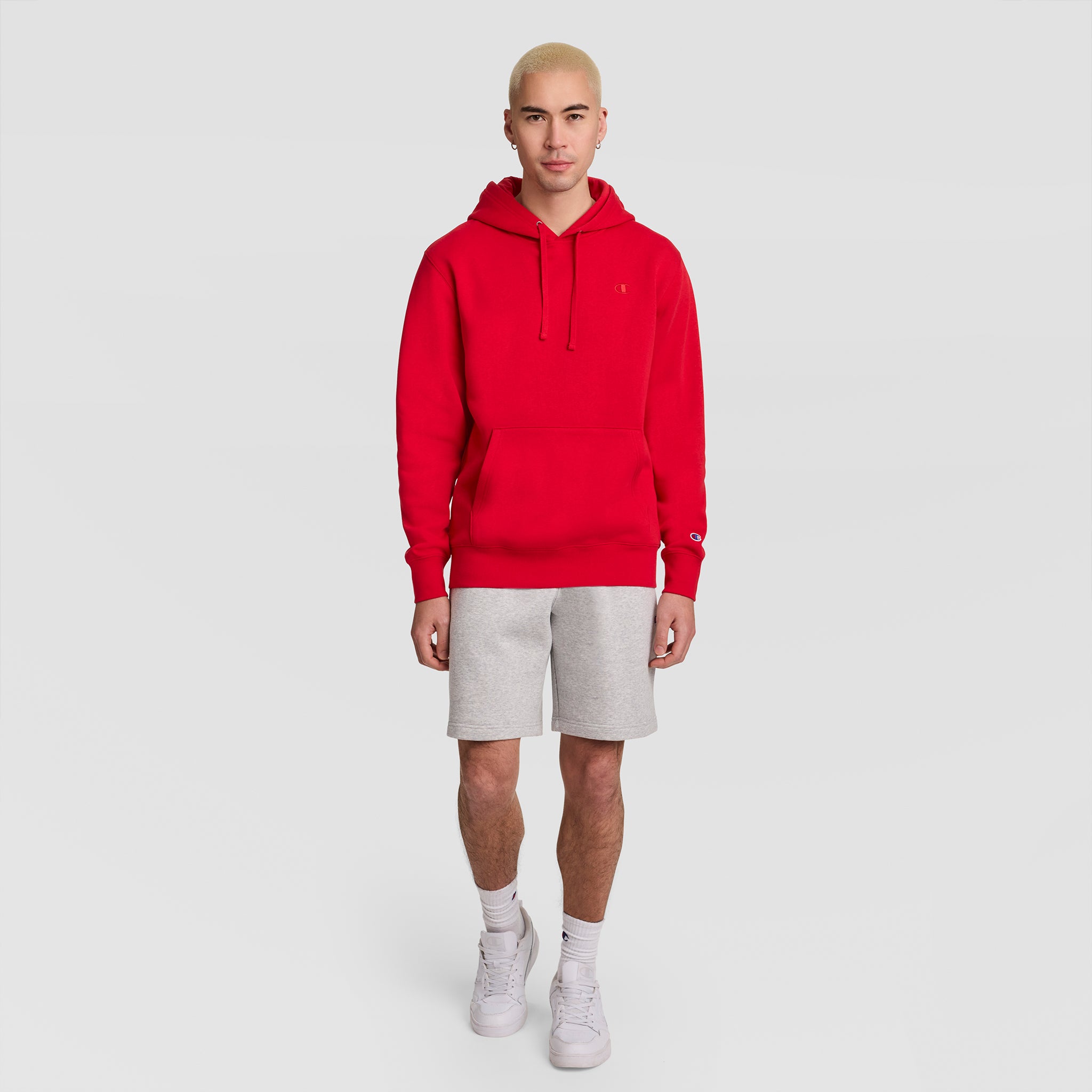 Champion Powerblend Hoodie C Logo sweat à capuche rouge tango