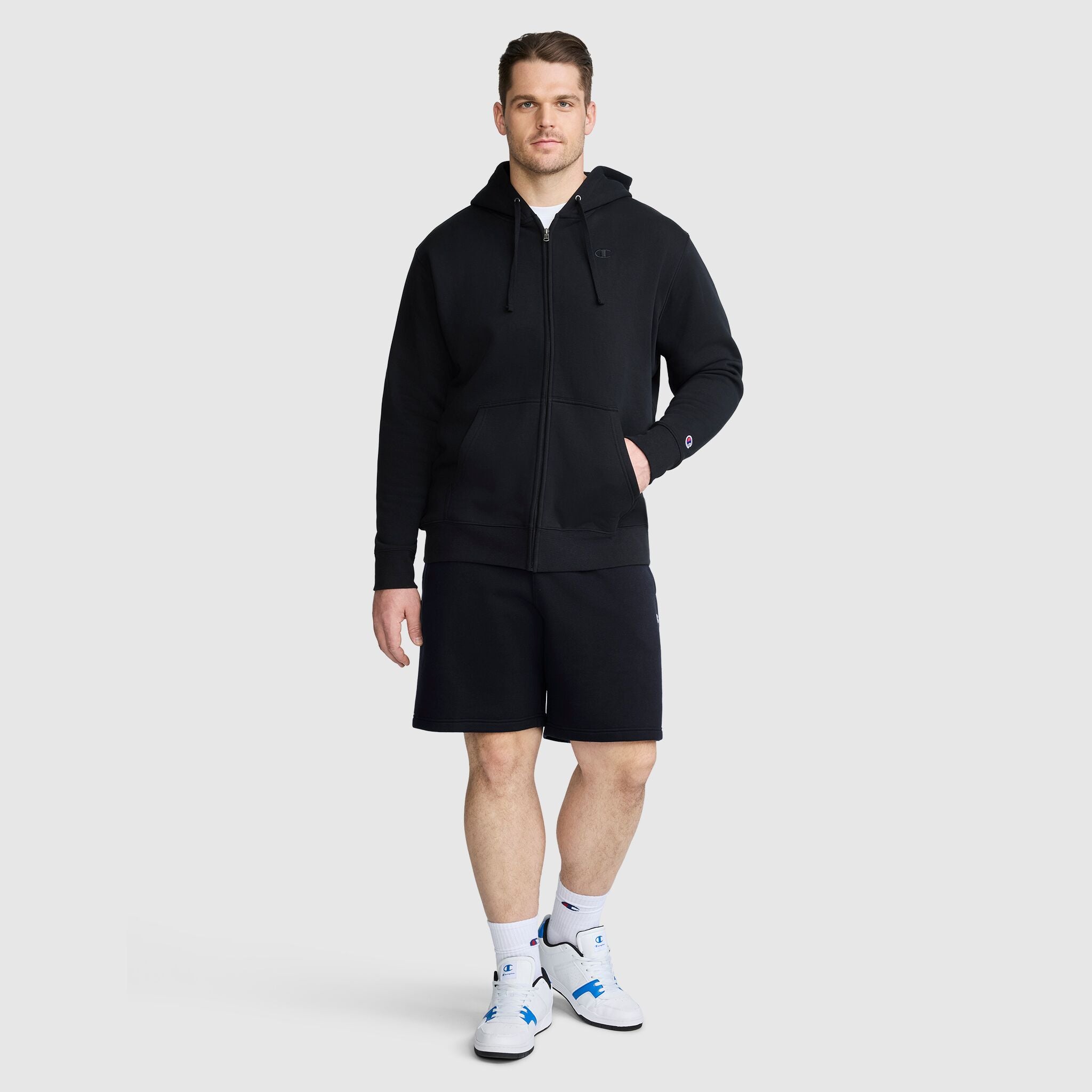 Champion Powerblend Full-Zip Hoodie sweat noir grande taille
