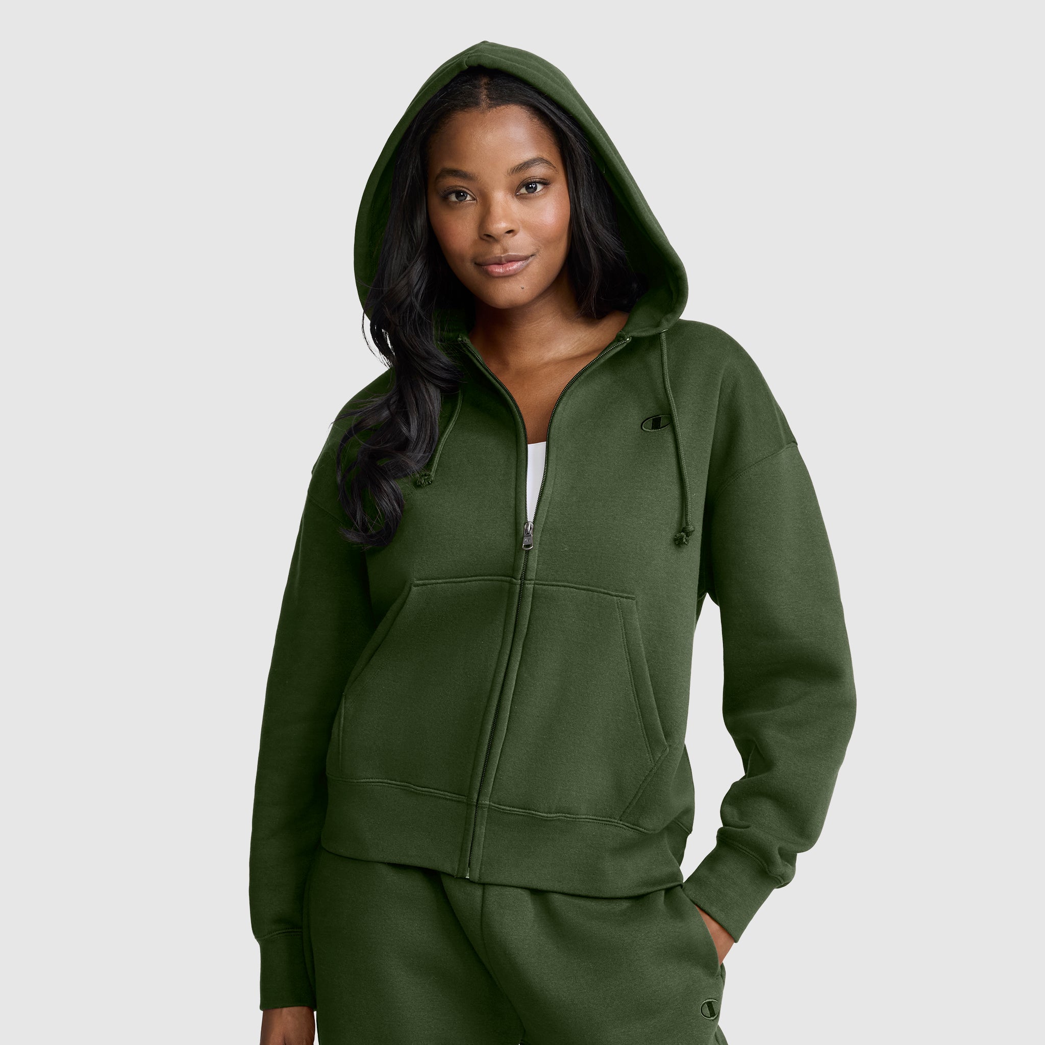 Champion Powerblend sweat zippé femme vert molleton