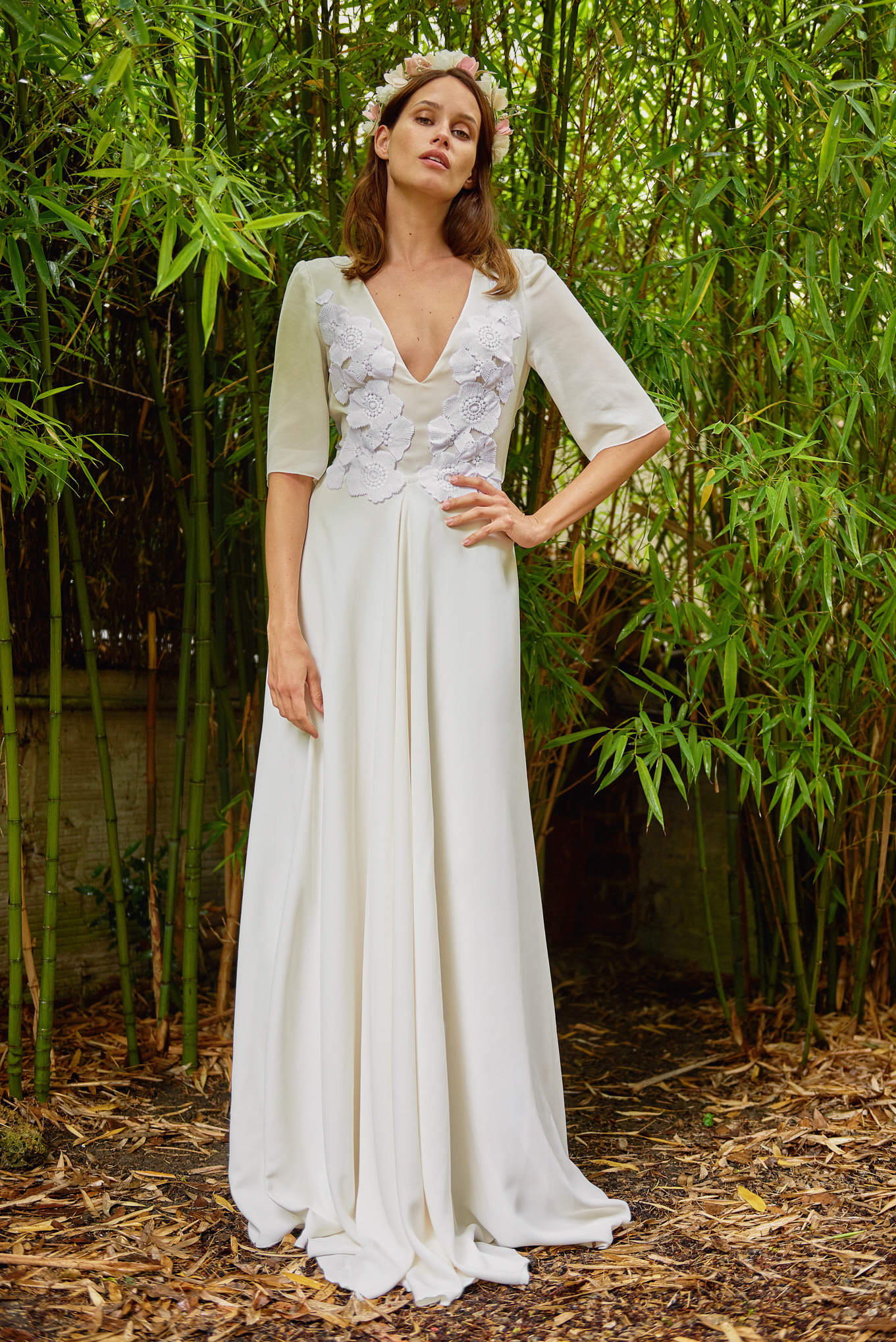 Maison Floret Sur-mesure Franklin robe crêpe broderie