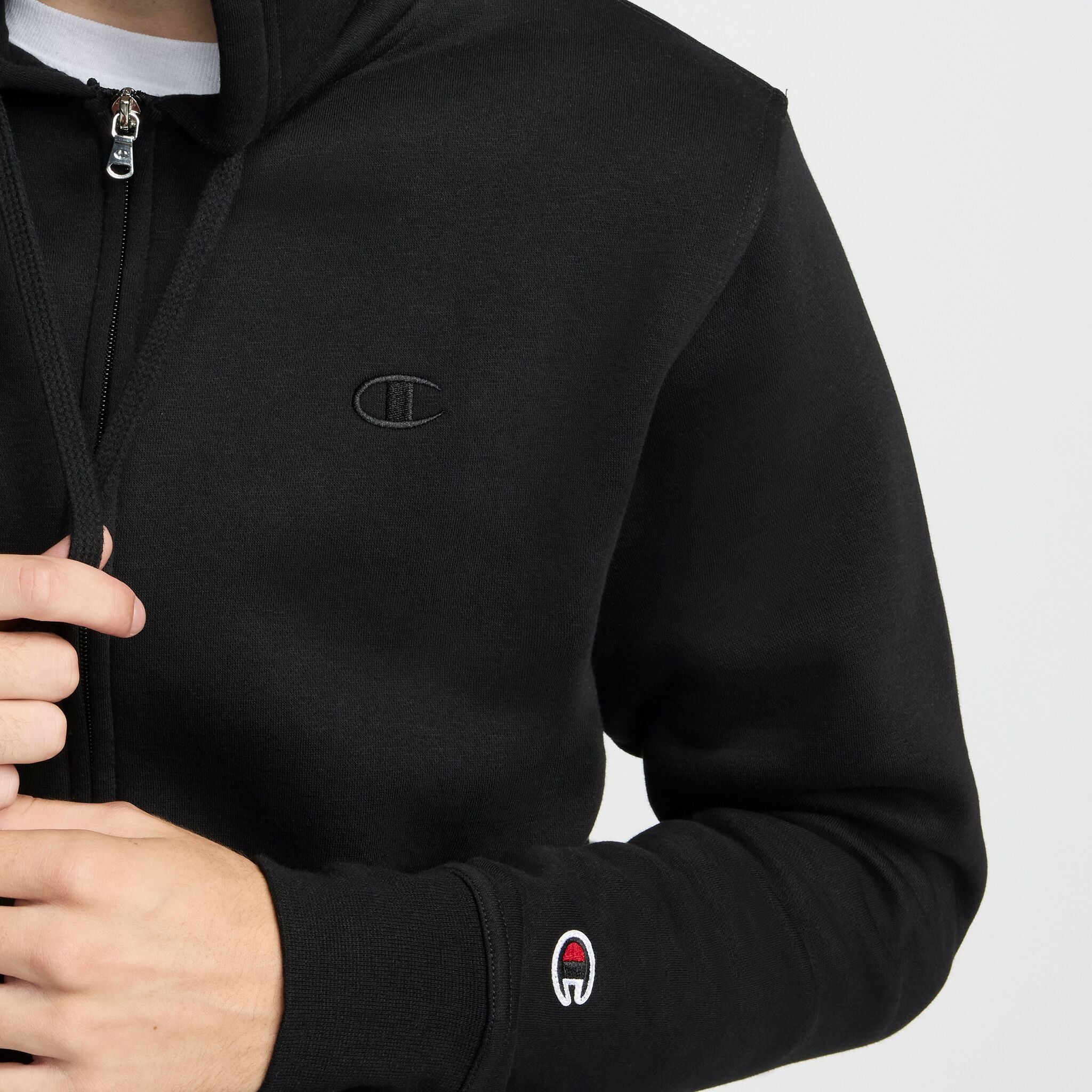Champion Powerblend Full-Zip Hoodie sweat zippé Noir gratté