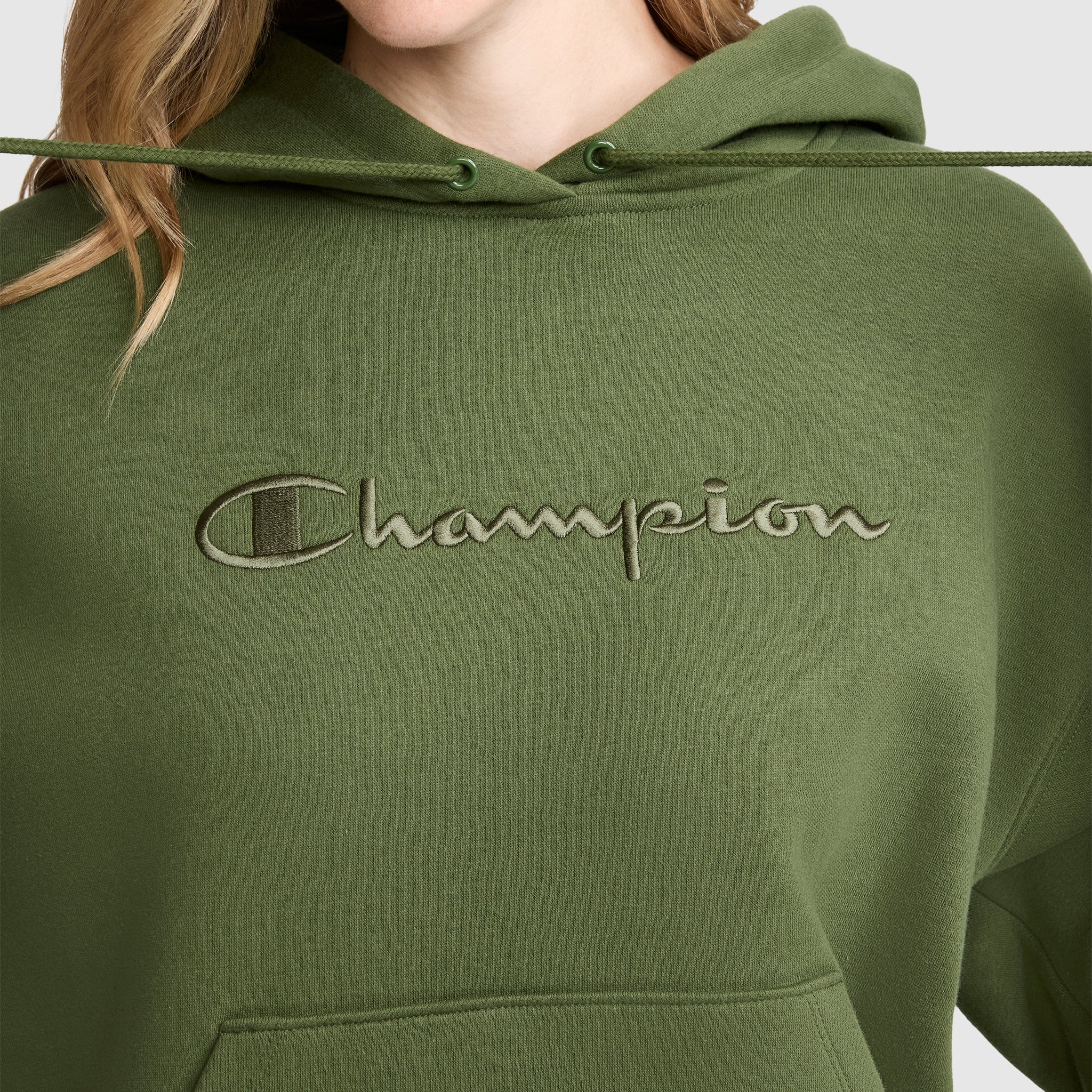 Champion Powerblend Tonal Script Freshman hoodie vert Chive