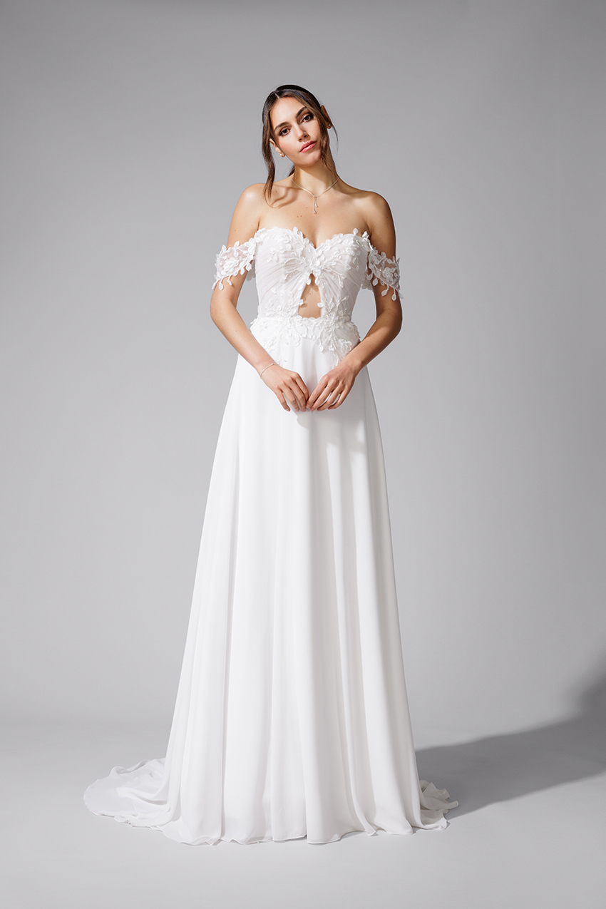 Le Jour de Notre Oui Doriane robe de mariée satin fendue