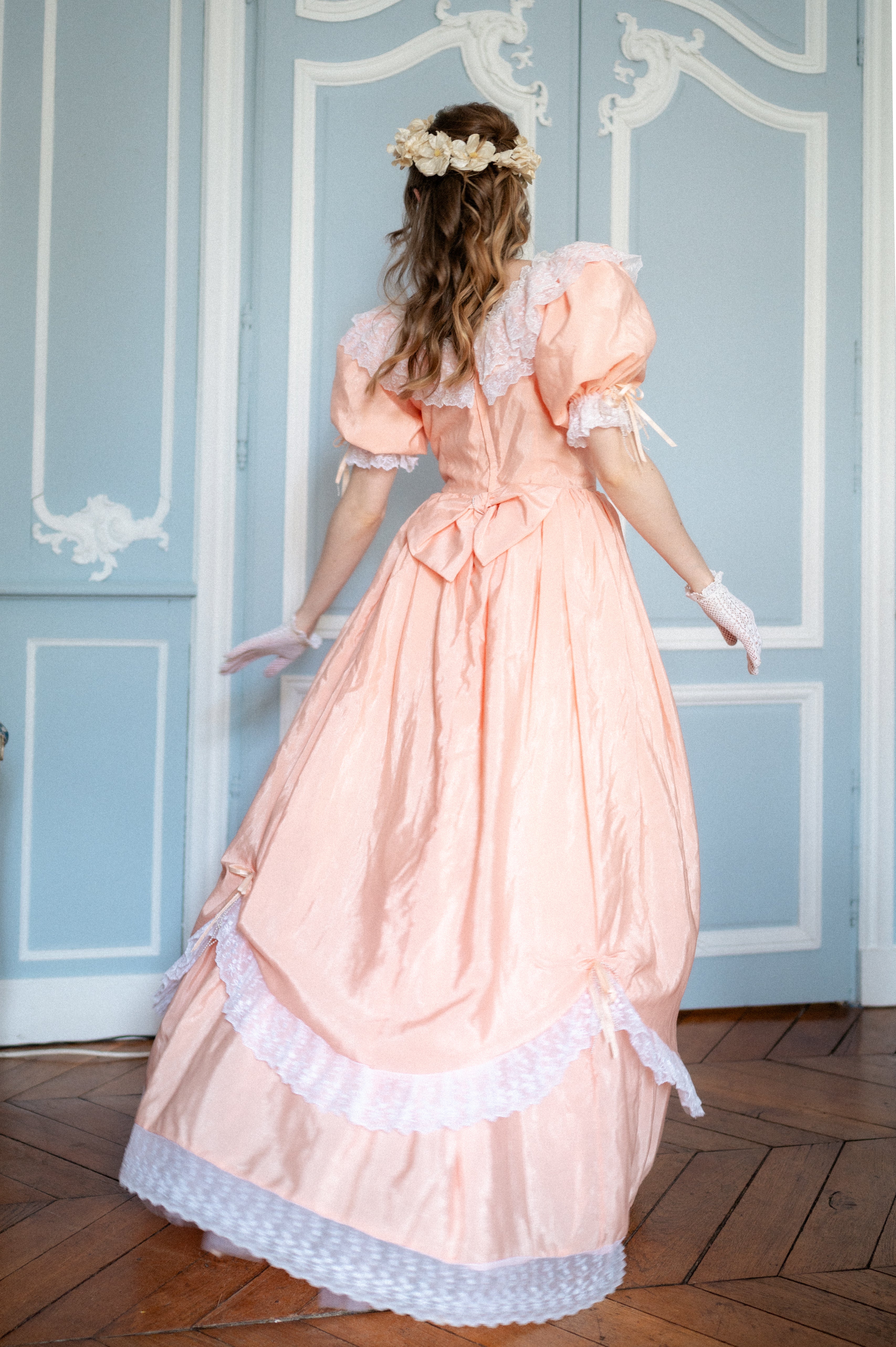 Solène Gisèle La mariée Robe Aurore dentelle pêche 36/38 perles