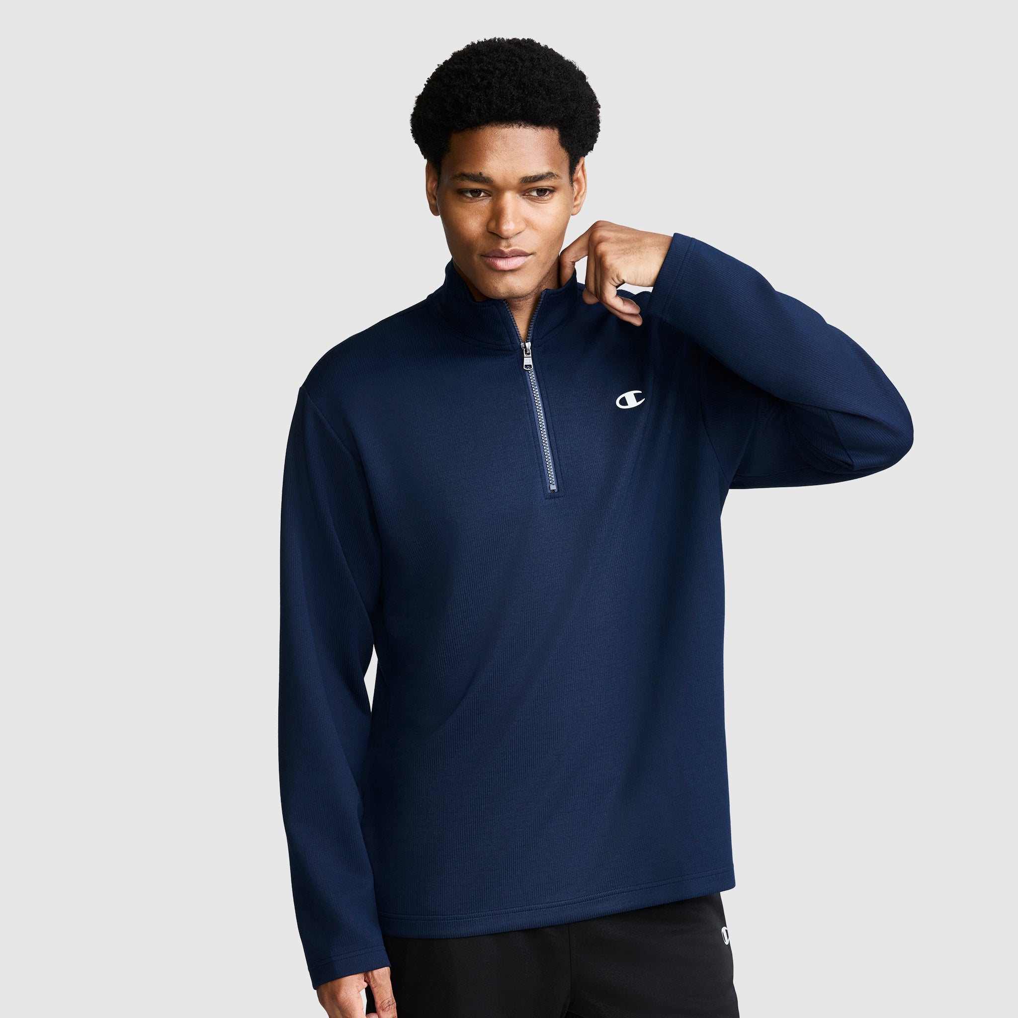Champion Sport 1/4 Zip Mockneck sweat bleu marine S-2XL