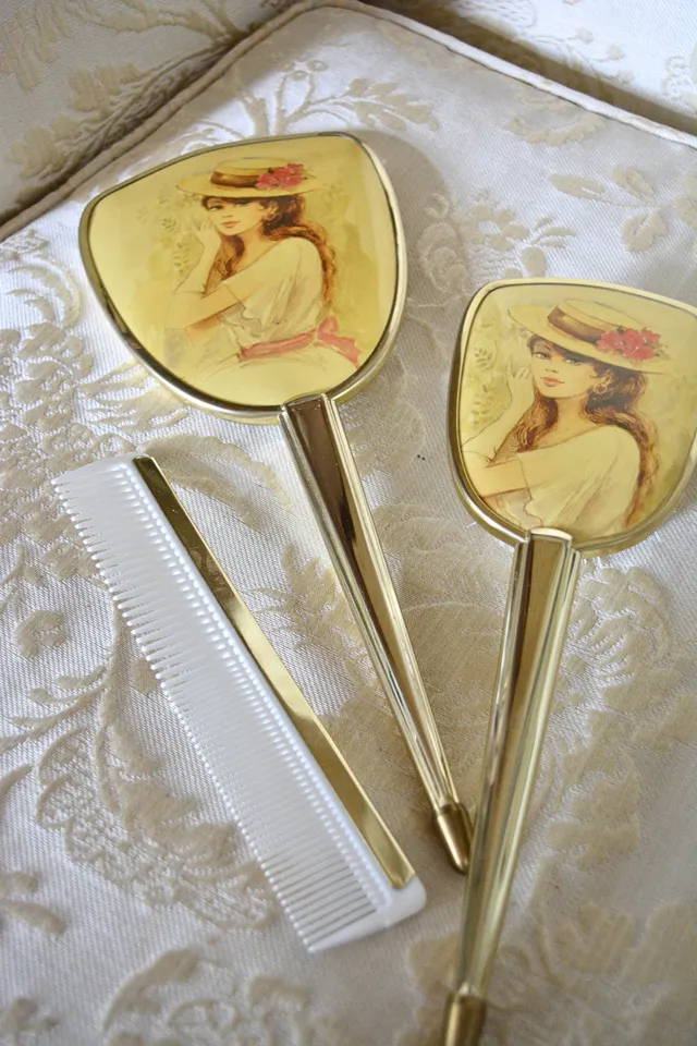 Solène Gisèle Nécessaires Set de Coiffure Vintage miroir doré