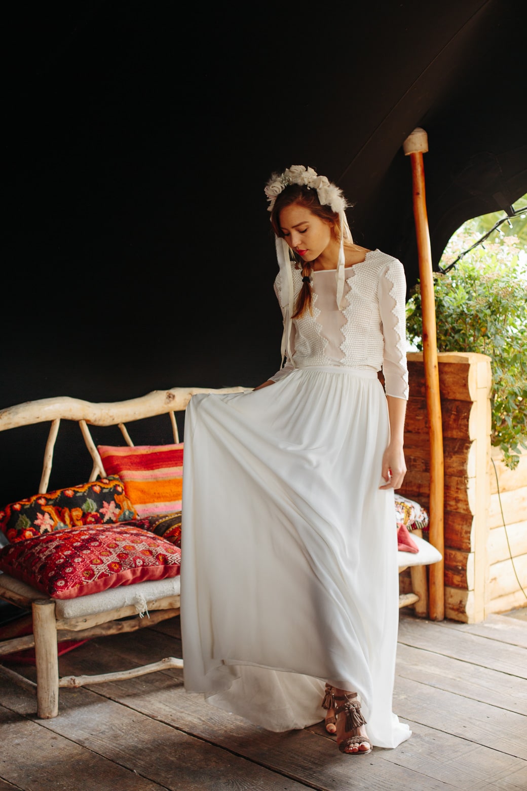 Maison Floret Sur-mesure Gary robe de mariée crêpe broderie